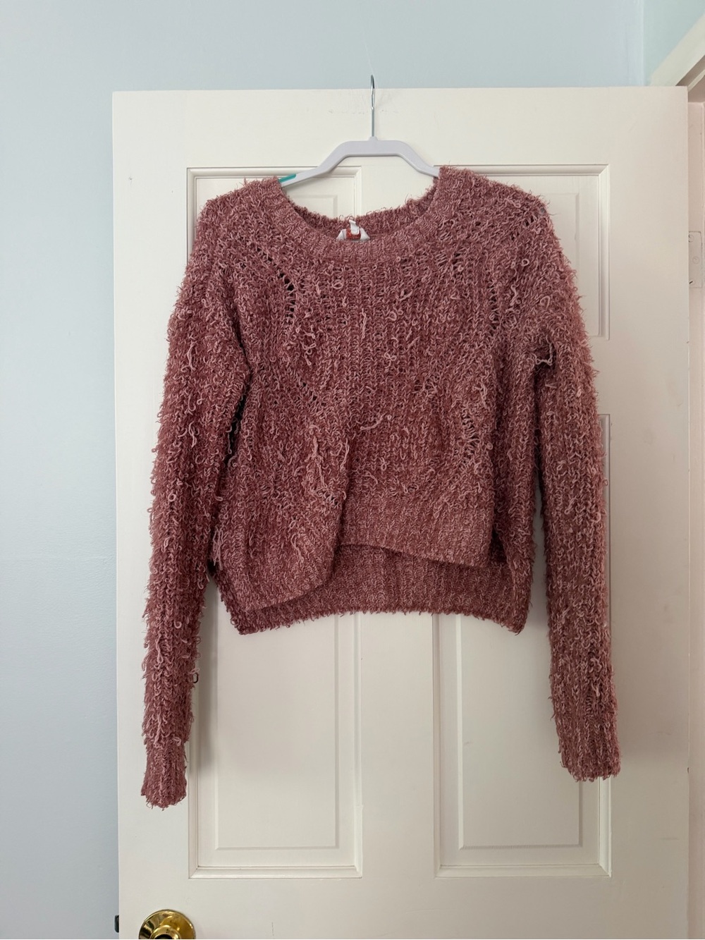 Candie's Mauve Bouclé Crewneck Sweater